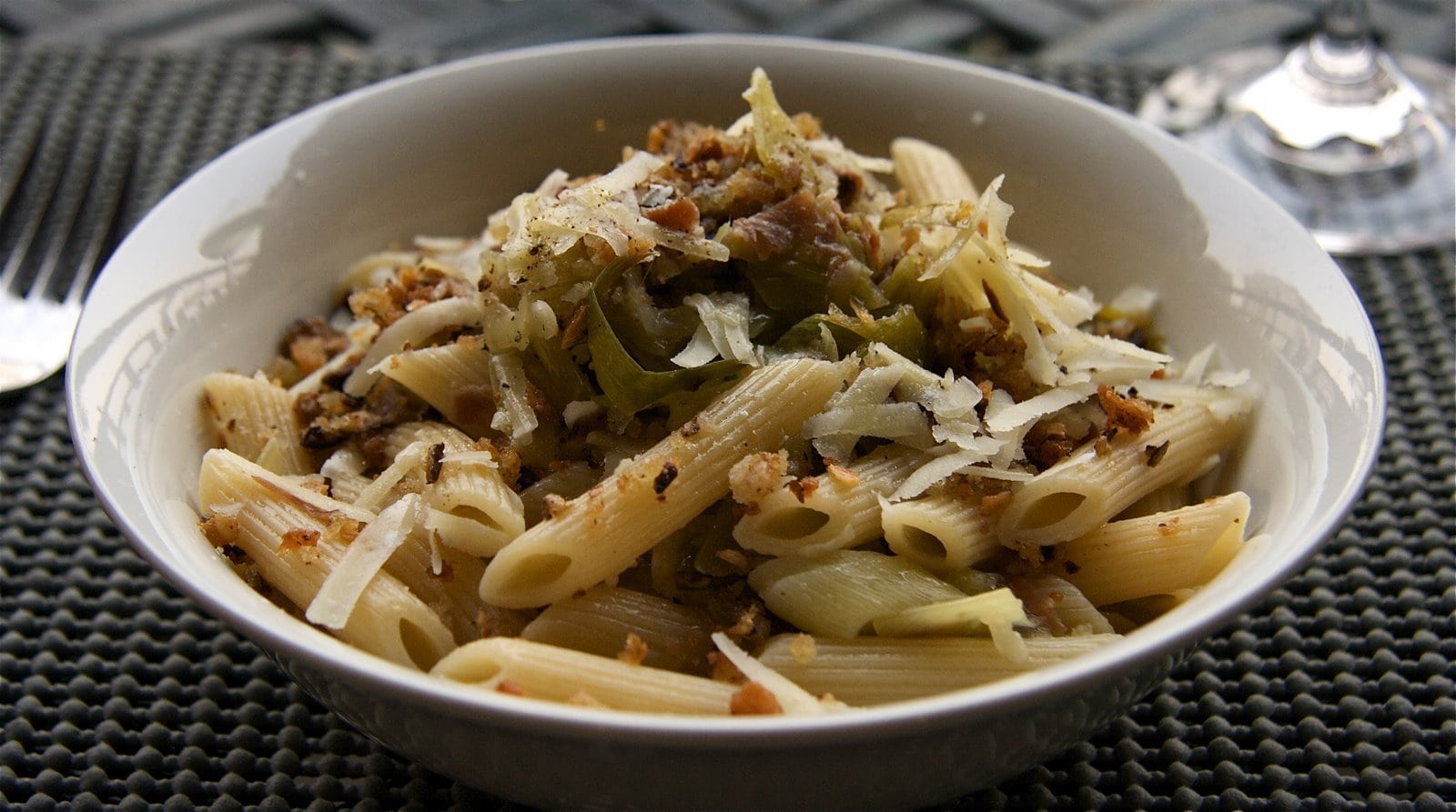 Pasta with SlowBraised Leeks and Crispy Porcini Pangrattato The