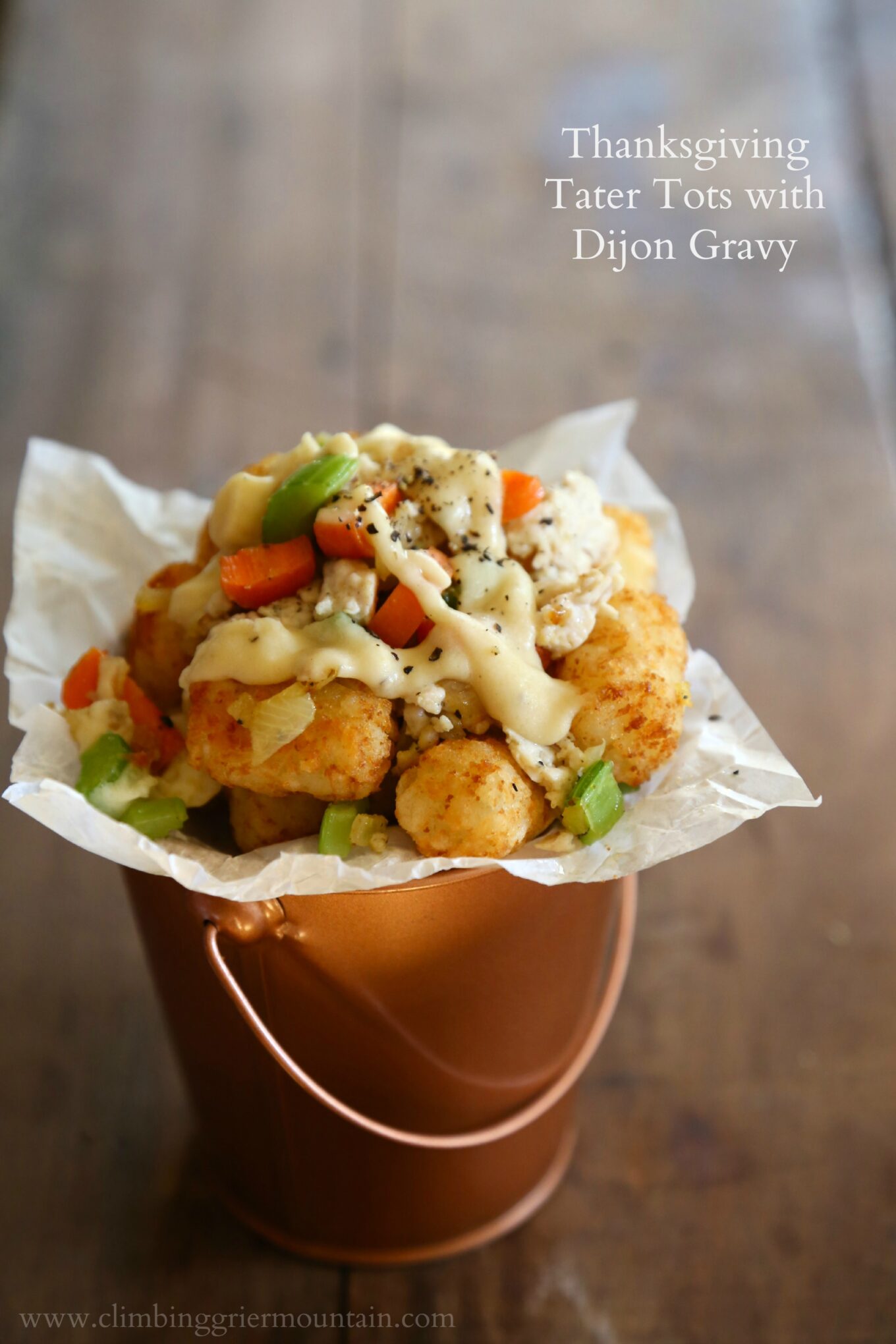 thanksgiving tater tots with dijon gravy