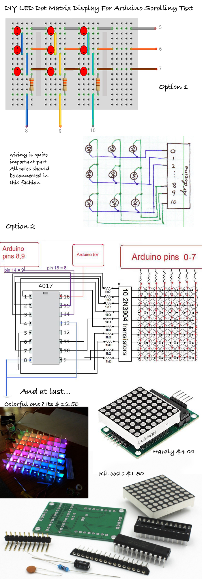DIY LED Dot Matrix Display For Arduino Scrolling Text