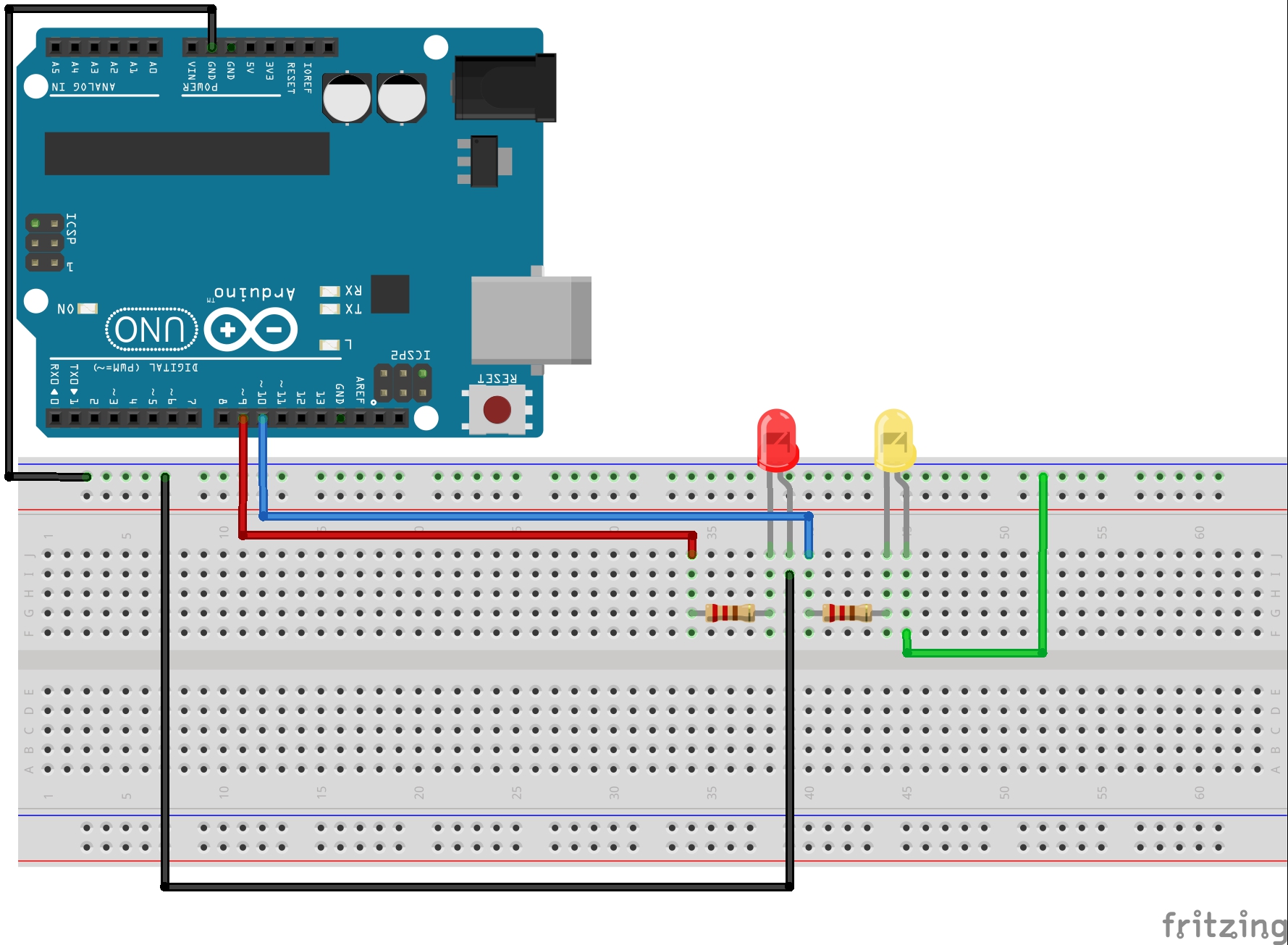 Arduino Blink Two LEDs Alternatively