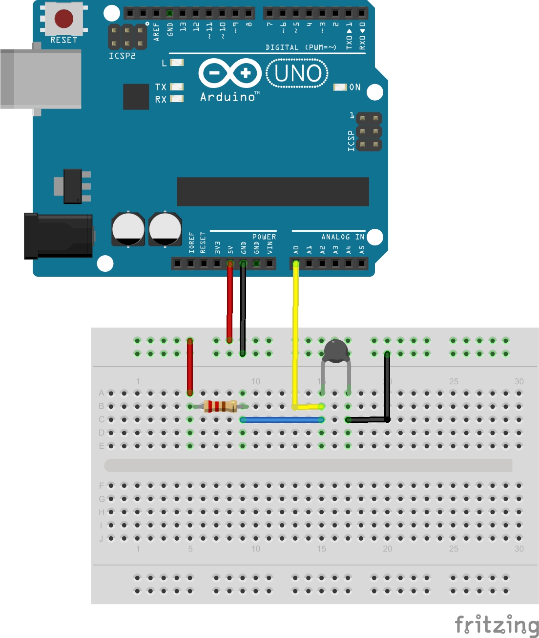 Temperature Sensor Using NTC Thermistor (Arduino/NTC)