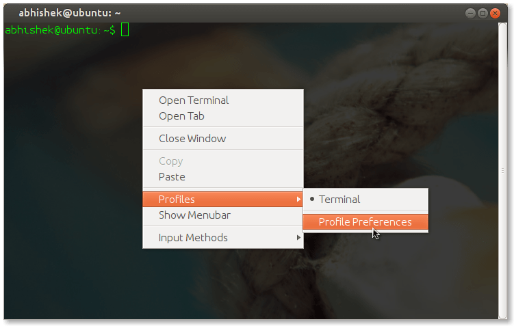 Changing Color Schemes, Transparency of Ubuntu Terminal