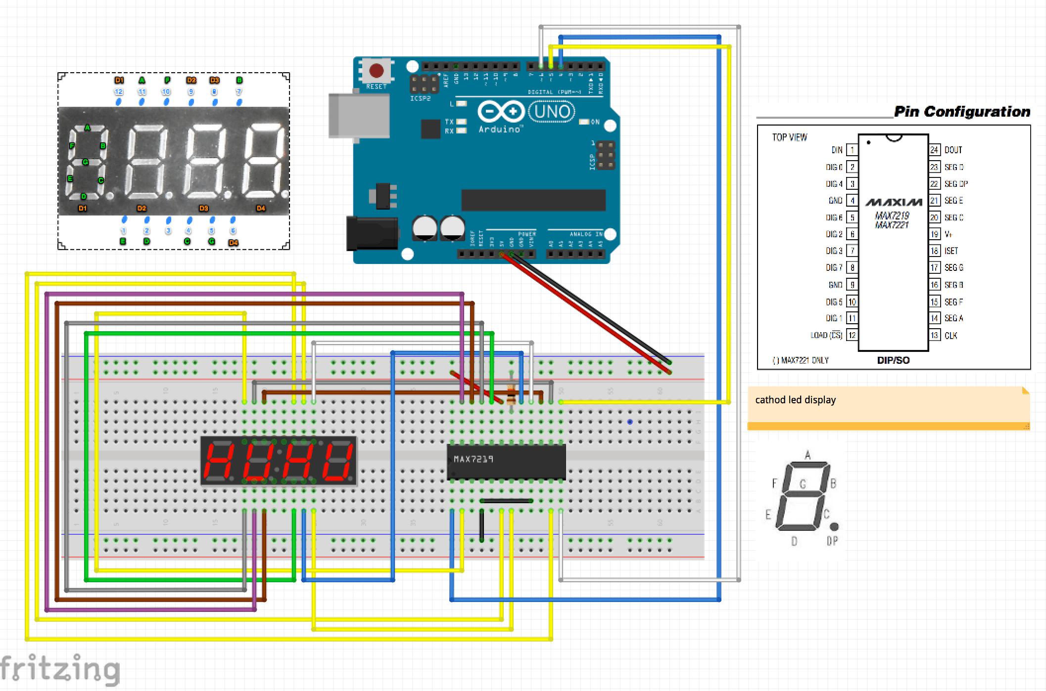 Arduino MAX 7219 CNG Basic Circuit LED, 7 Segment Displays