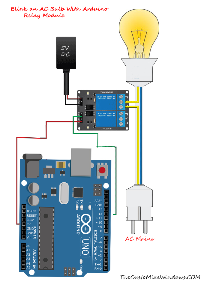 Blink AC Bulb With Arduino Relay Module