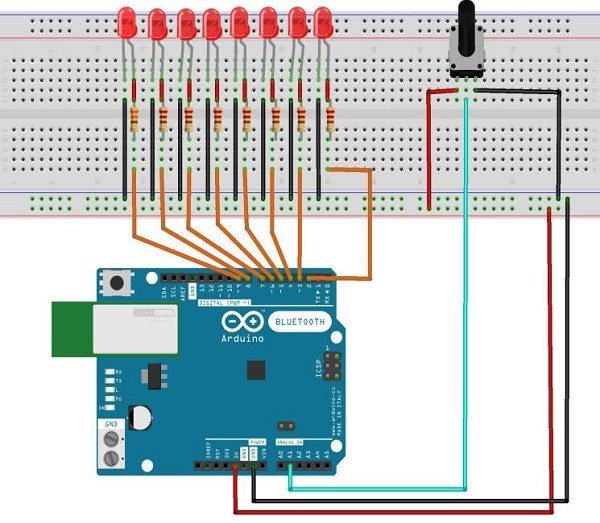 LED Bar Graph Progress Test Arduino & Transistors