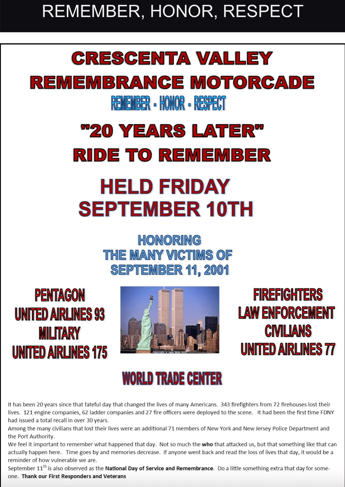 Crescenta Valley Town Council CV Remembrance Motorcade