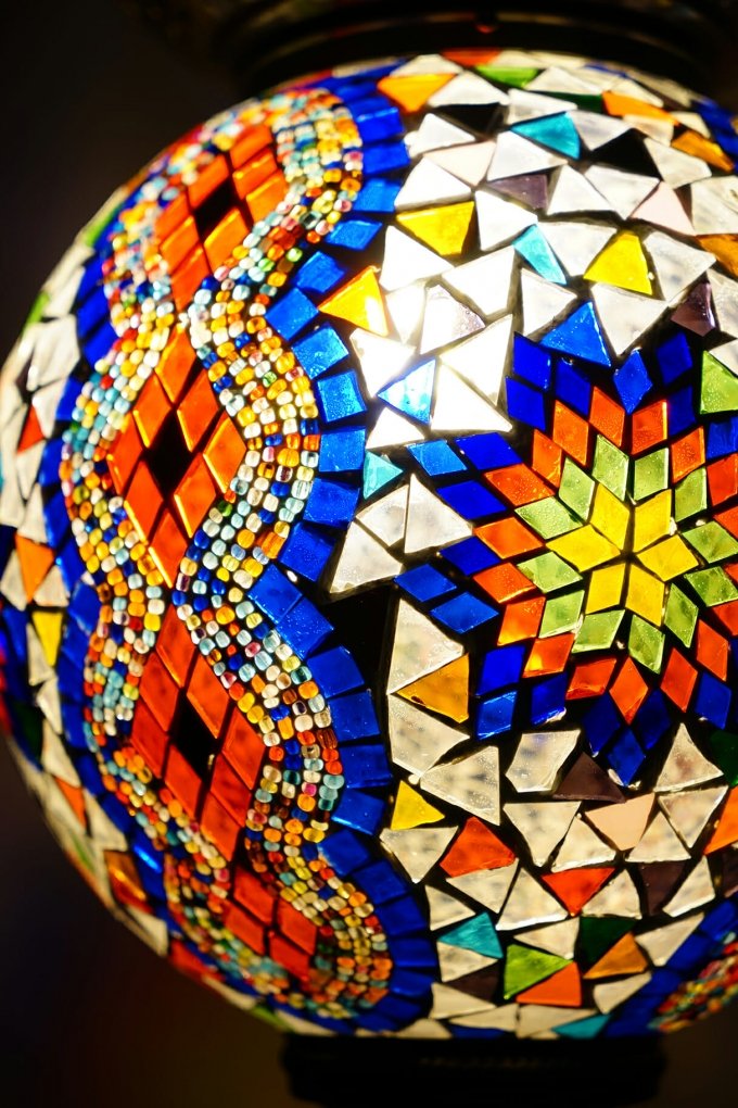 Blue & Orange Mosaic Hanging Candle Holder The Dancing Pixie