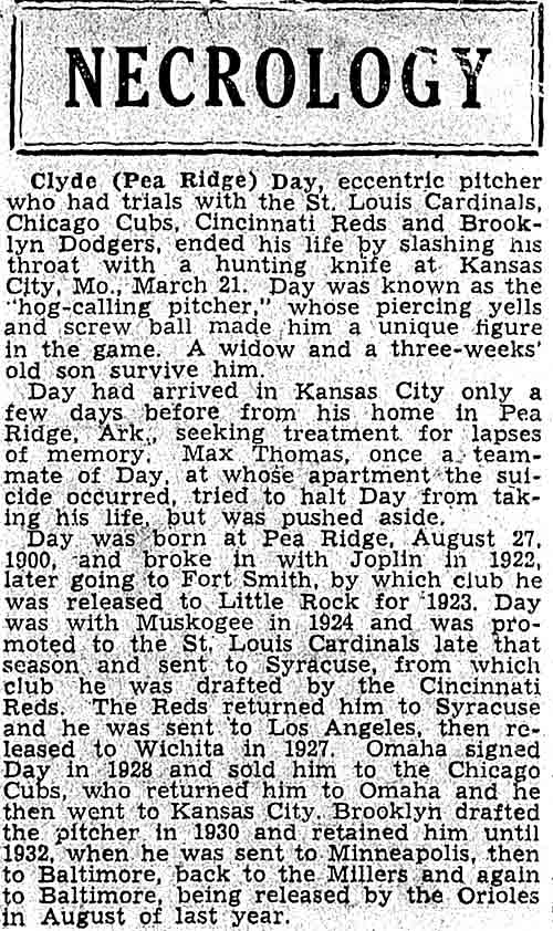 Pea Ridge Day's Obit