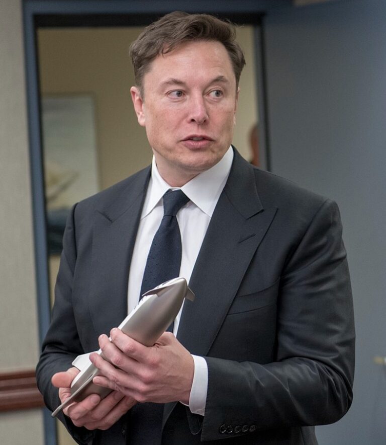 spacex ceo elon musk during a briefing on the starship prototype and