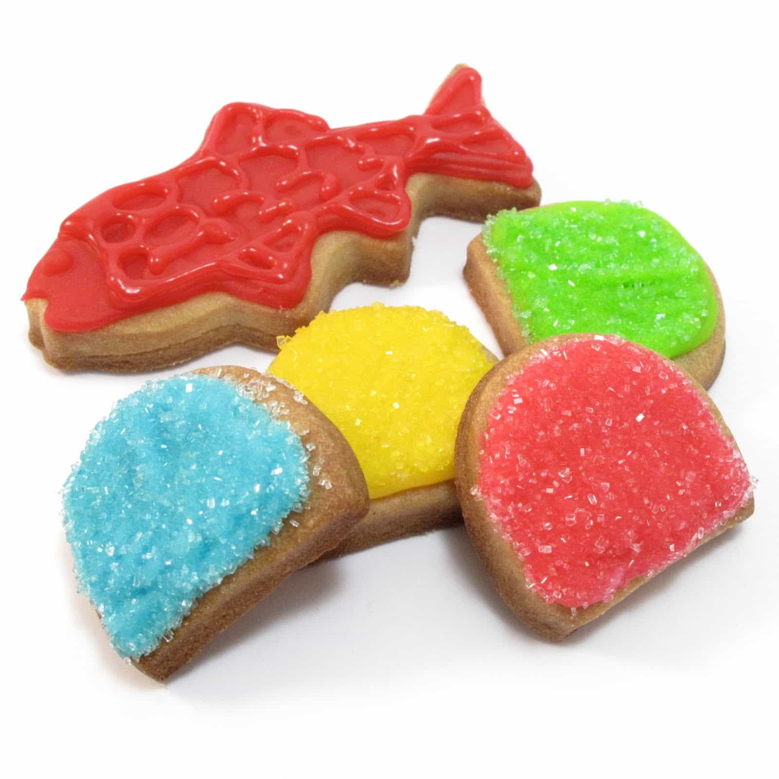 candy cookies decorate cookies to look like Swedish fish and gumdrops