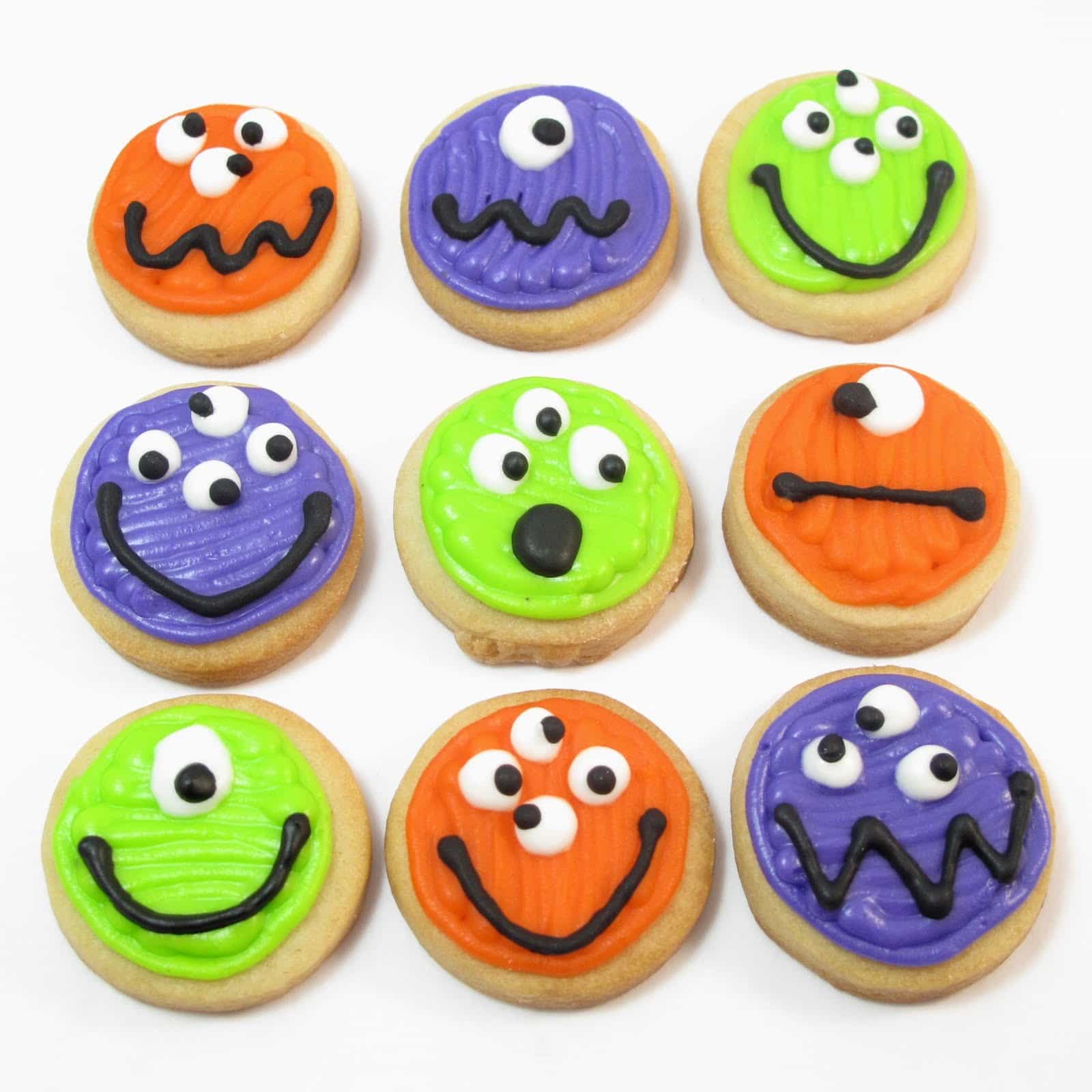 mini monster cookies for Halloween