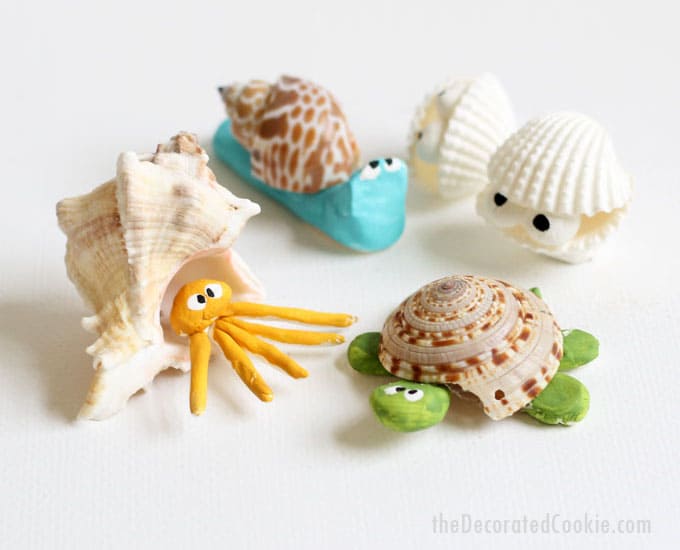 seashell creatures summer craft idea for kids or adults