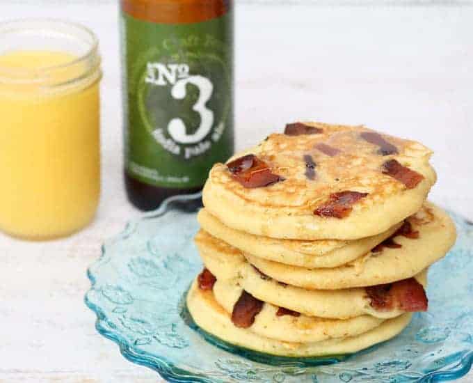 BACON PANCAKES with BEER for the best breakfast ever.