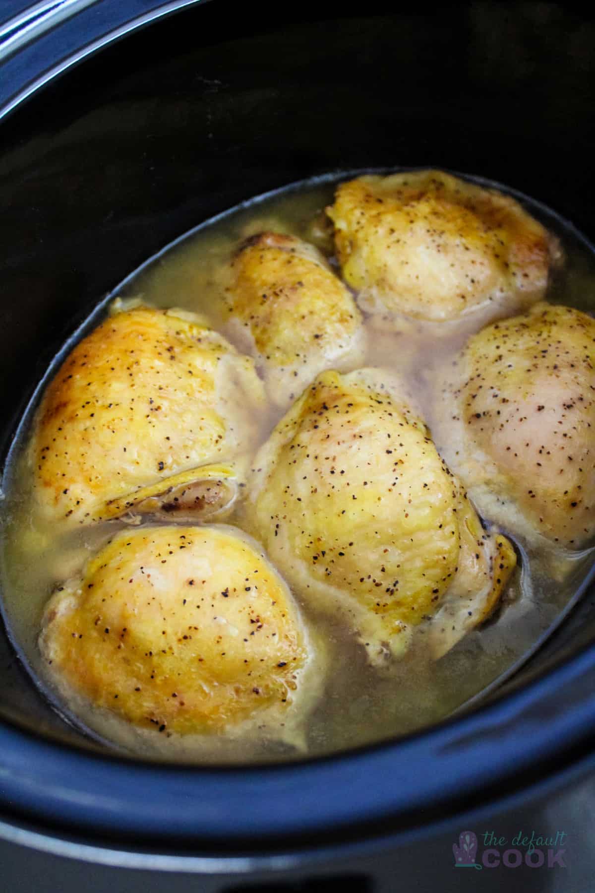 Easy Slow Cooker Lemon Pepper Chicken Thighs Recipe The Default Cook