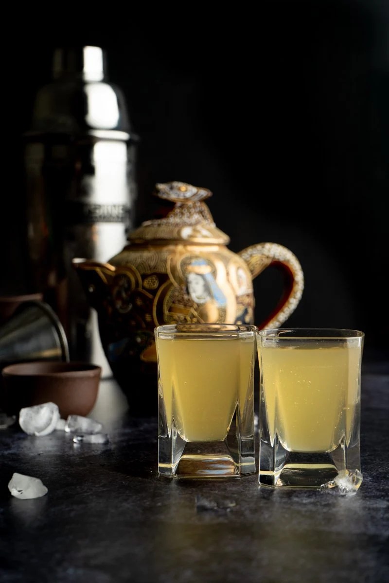 Green Tea Shot recipe made with Jamieson and Peach Schnapps