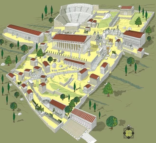 How To visualize Ancient Delphi?use the Delphi Reconstruction poster