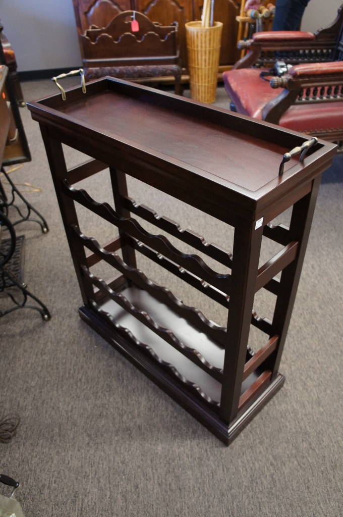 Bombay Company Wood Wine Rack Removable Serving Tray 24 Bottle Storage