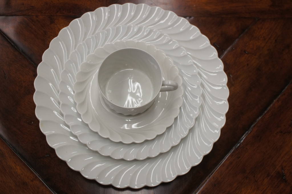 54 Piece Vintage Torse White Swirl Haviland Limoges China Set France