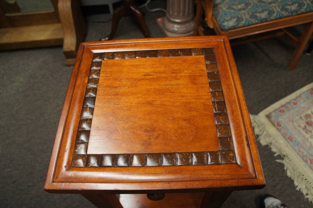 Vintage Solid Pine 2 Tier Rustic End Table Night Stand Pedestal Plant