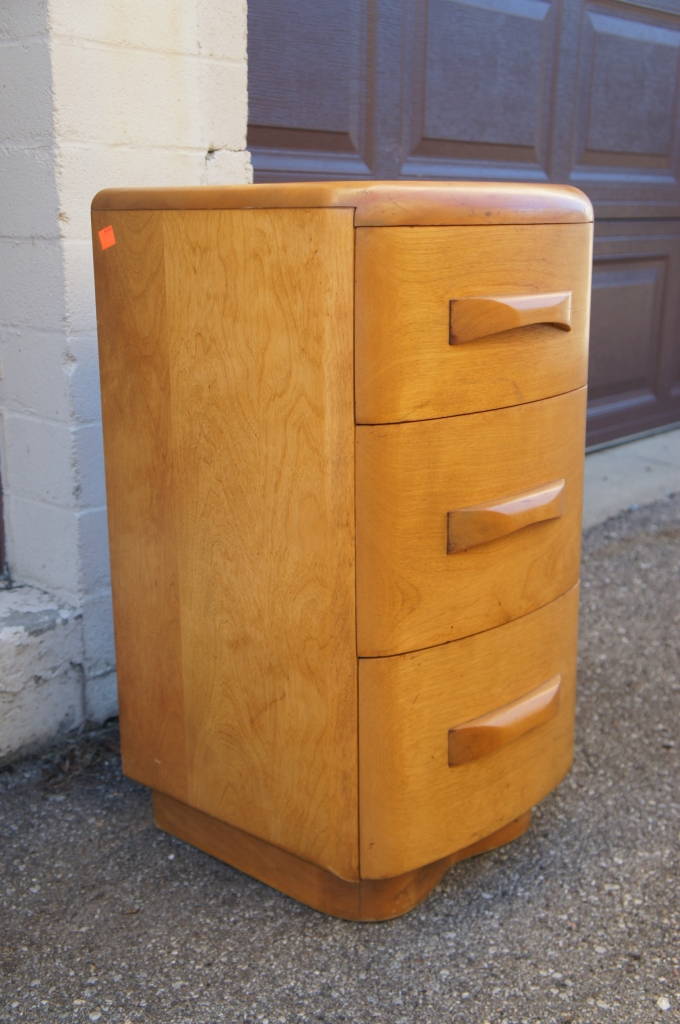 Heywood Wakefield Vtg Encore Wheat 3 Drawer Nightstand Mid Century