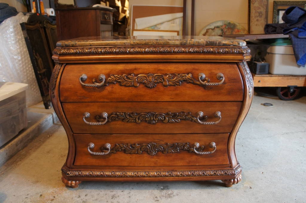 Stunning Bombay Chest W/ Granite Top 3 Drawer Commode Dresser Nightstand