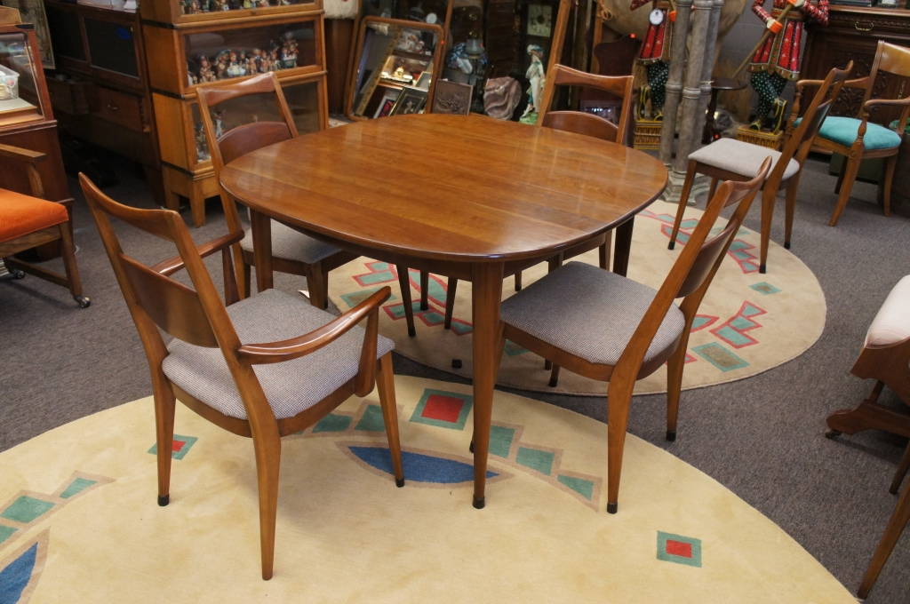 Vintage Heywood Wakefield Doeskin Set Table + 6 Chairs Maple