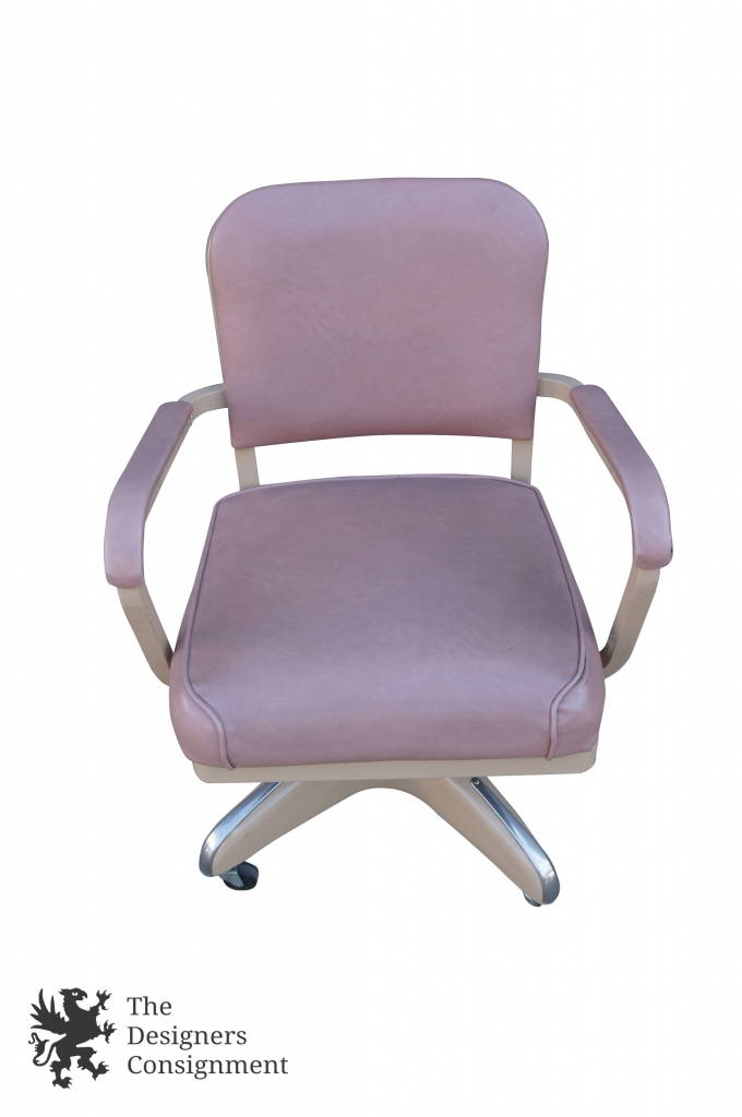 Cole Steel Industrial Office Desk Chair Pink Leather Seat Aluminum Mid