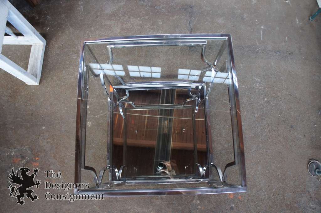 Z Gallerie Abigail End Table Contemporary Chrome Frame W/ Mirror