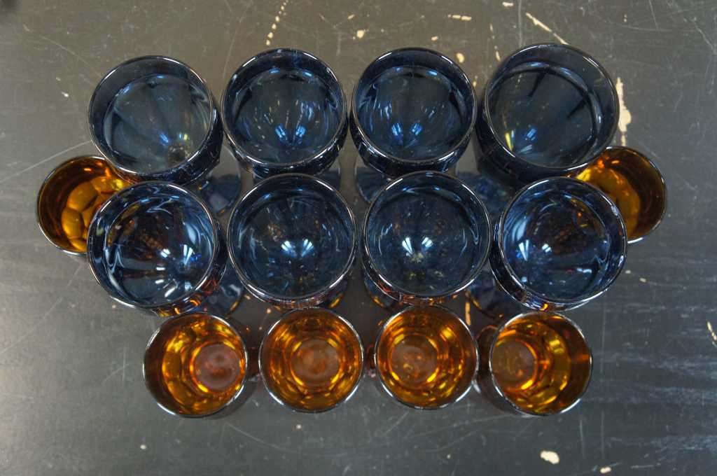 8 Libbey Duratuff Gibraltar Water Glasses & 6 Anchor Hocking Amber