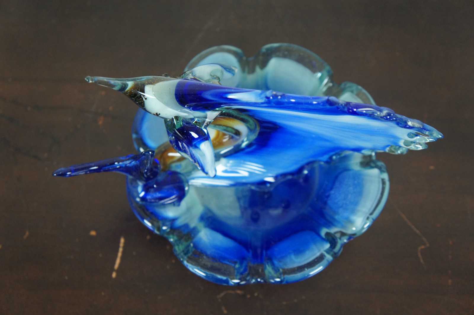 Murano Art Glass Sailfish Swordfish Marlin Fish Ashtray Candy Compote