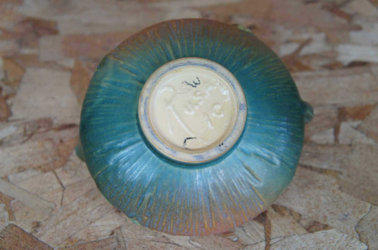 1940s Roseville Art Pottery White Rose Cream & Sugar 1C 1S Turquoise