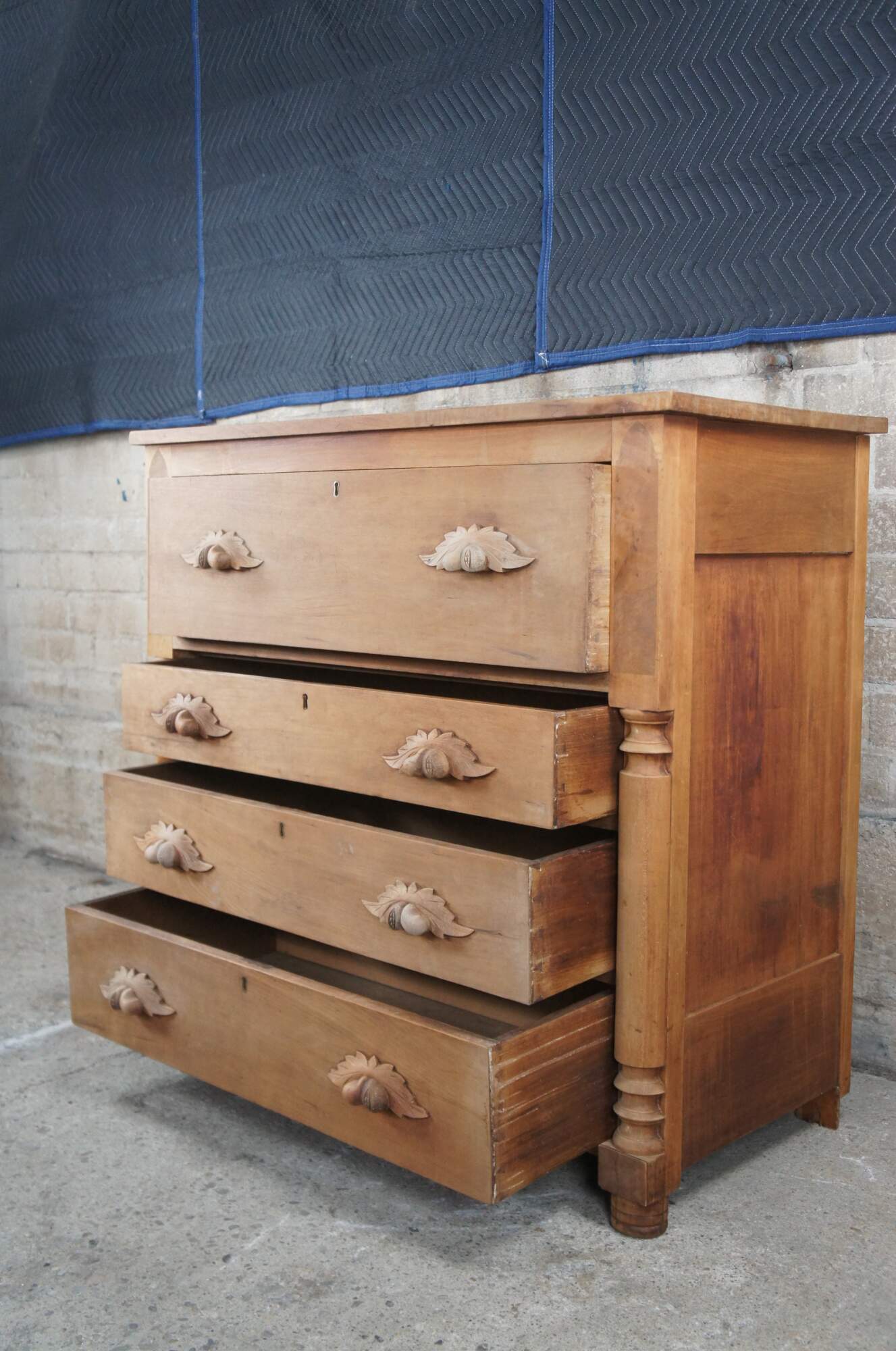 Antique 19th C. American Cherry Victorian Tallboy Chest of Drawers