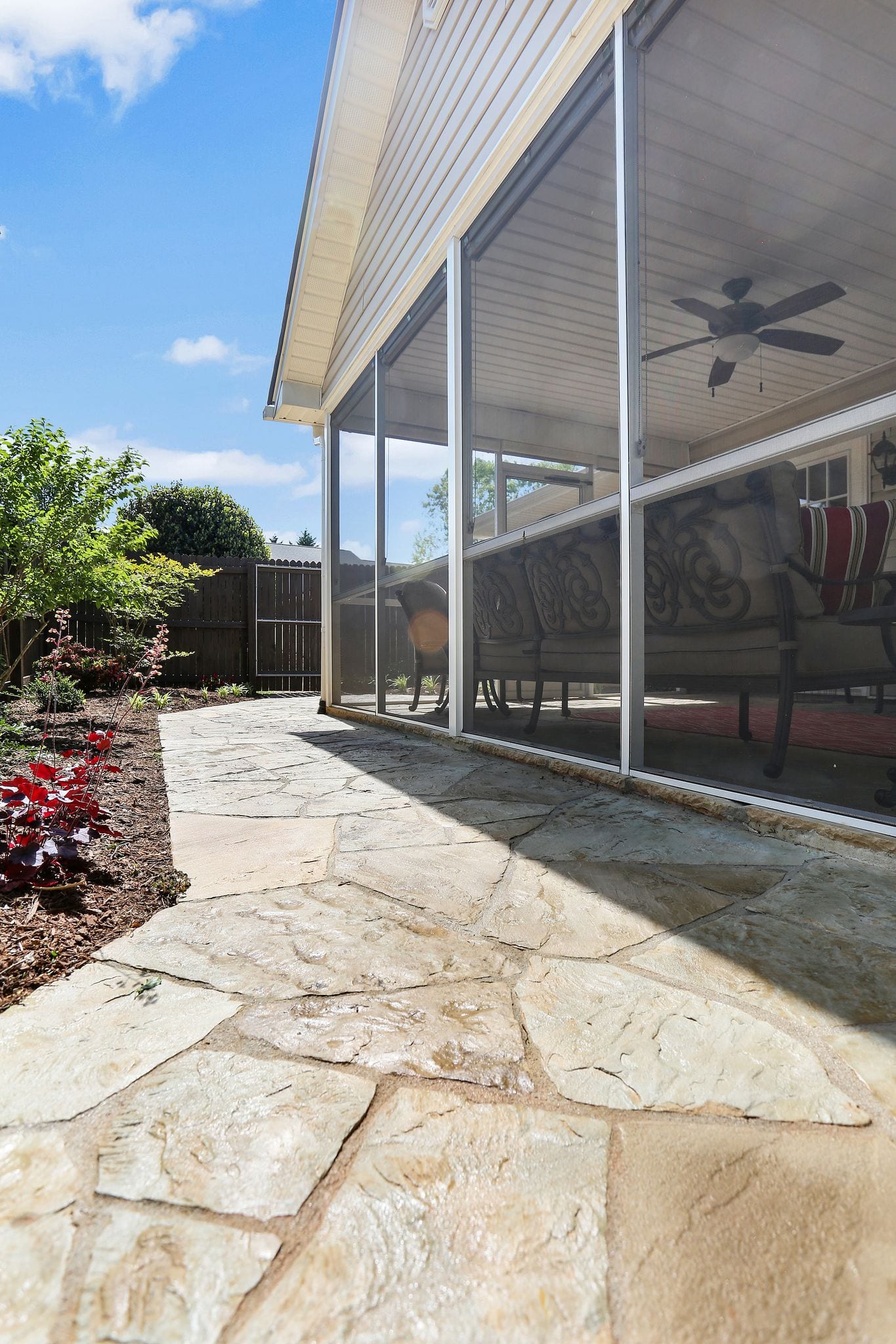 Screen Porch With Stamped Concrete Patio, Greer SC