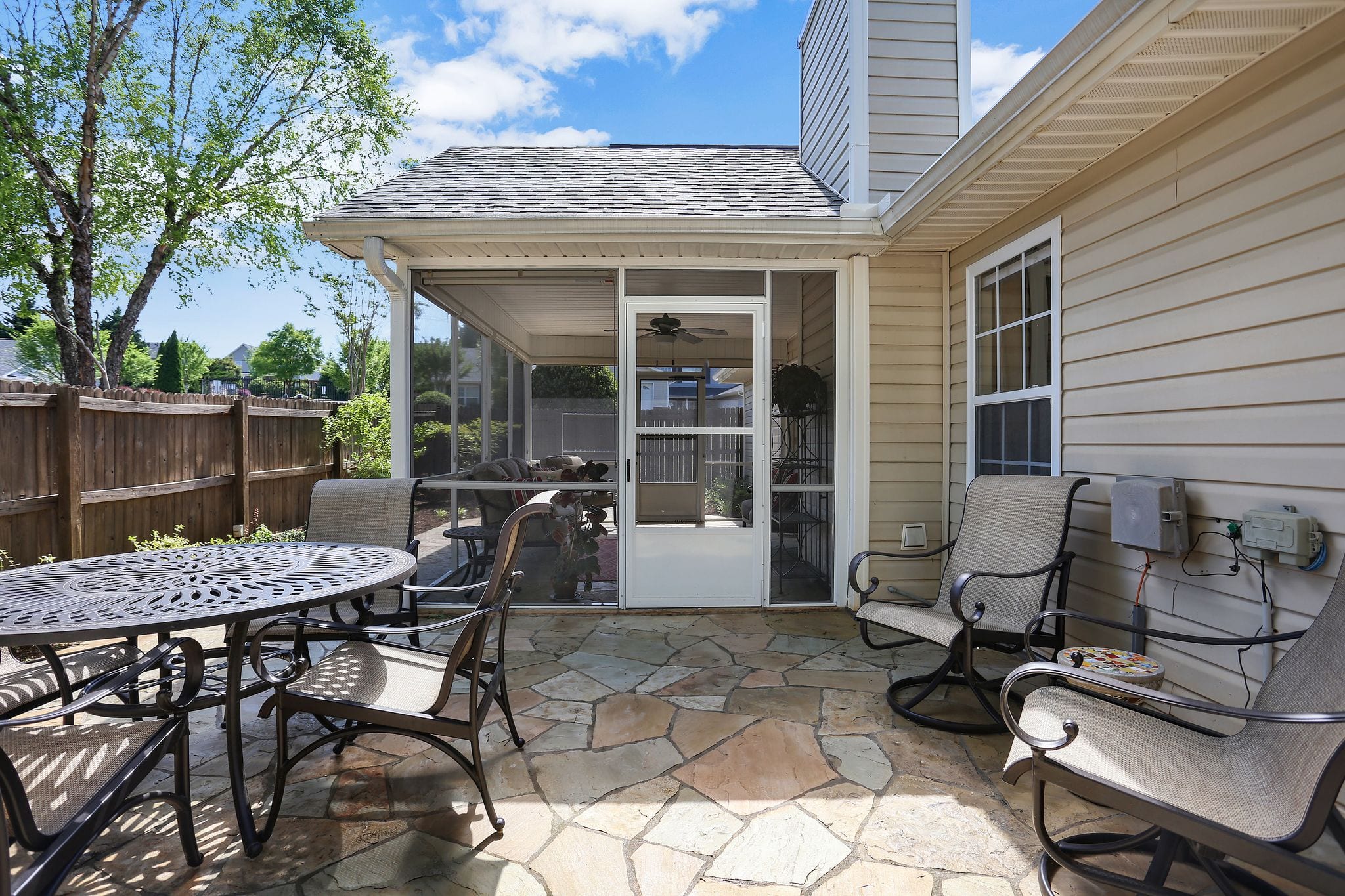 Screen Porch With Stamped Concrete Patio, Greer SC