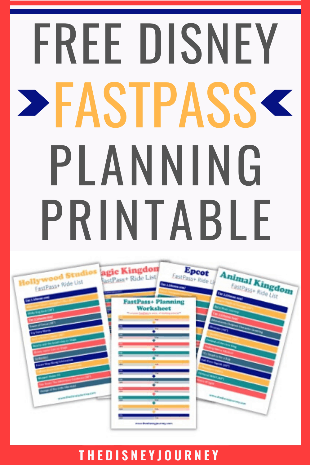Free Disney FastPass Planning Printable The Disney Journey