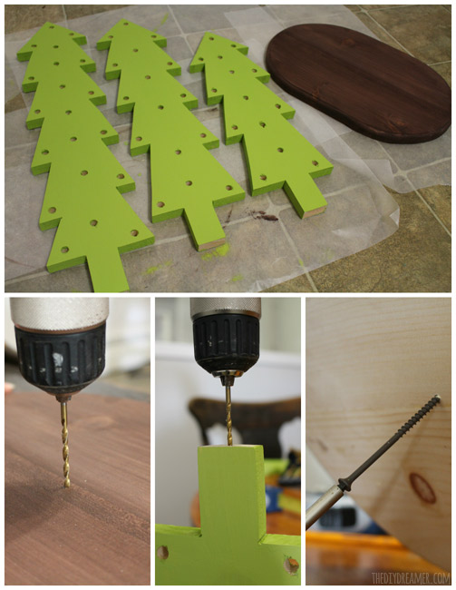 Wooden Christmas Trees with Lights Rustic Christmas