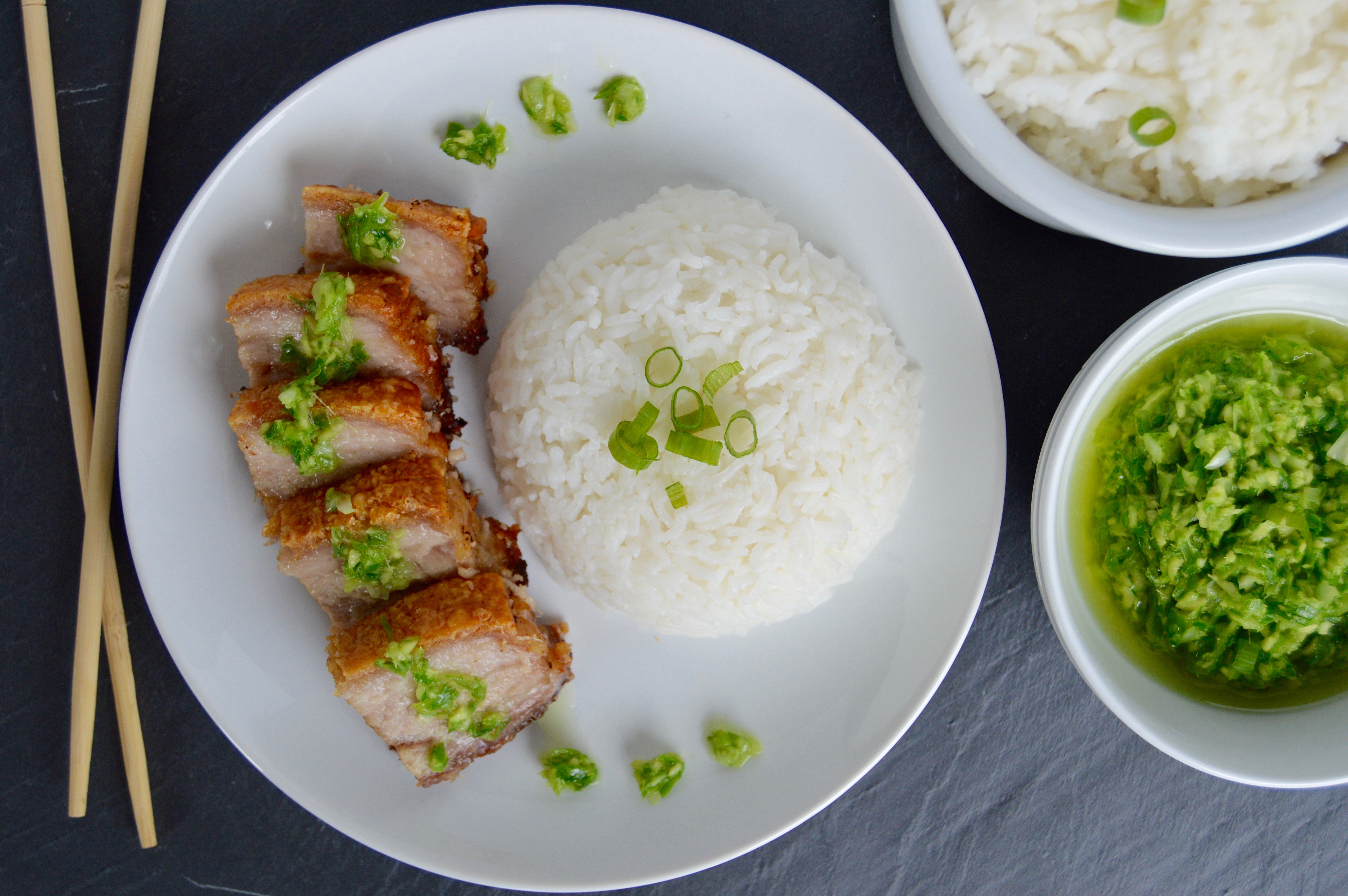 Crispy Pork Belly & Ginger Green Onion Sauce Recipe The DIY Lighthouse