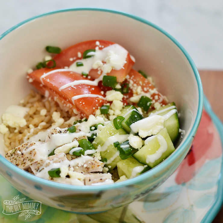 A Quick Greek Rice Bowl for Lunch with Minute Rice