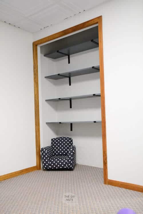 DIY Basement Farmhouse Bracket Closet Shelving Idea The DIY Nuts
