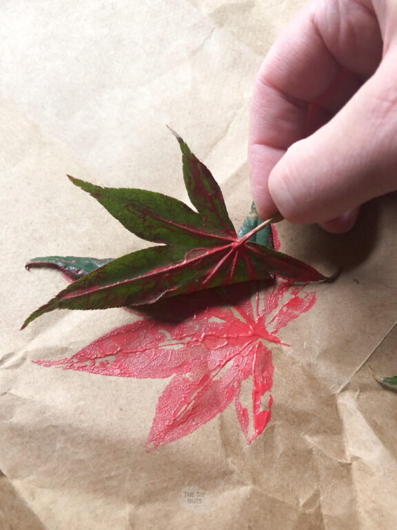 DIY Leaf Wrapping Paper Out Of Brown Paper Bags The DIY Nuts