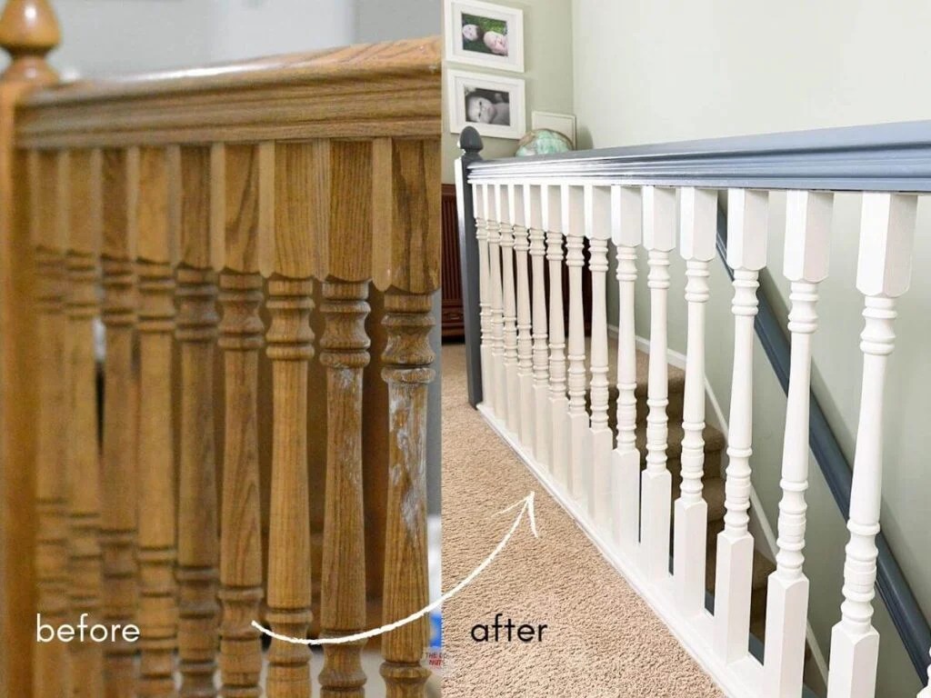 How To Paint A Stair Railing & Banister To Update That Oak The DIY Nuts