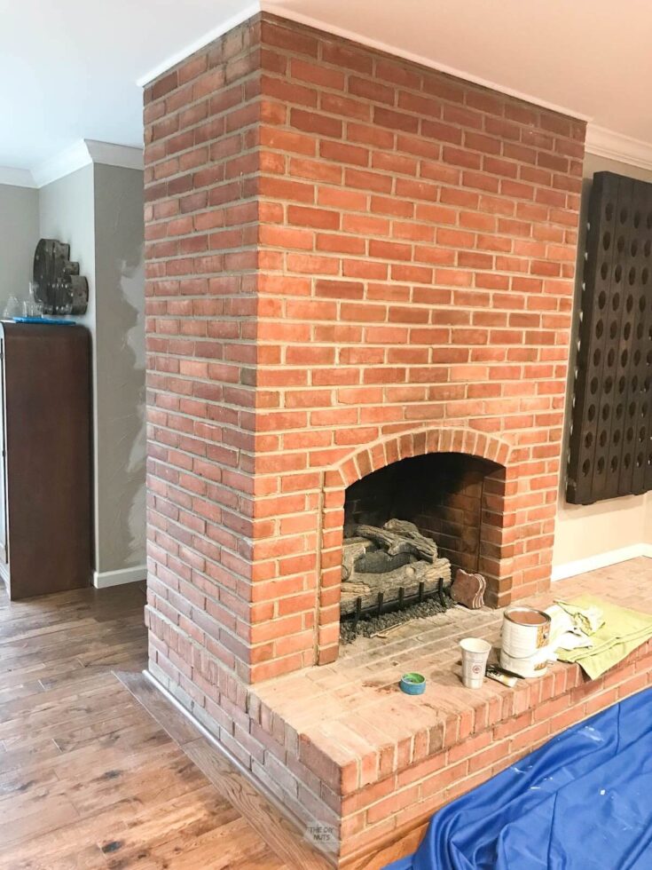 How To Paint A Red Brick Fireplace White The DIY Nuts