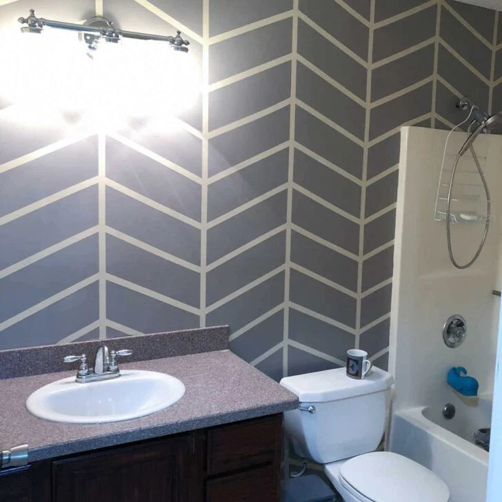 How To Paint A Herringbone Bathroom Accent Wall The DIY Nuts