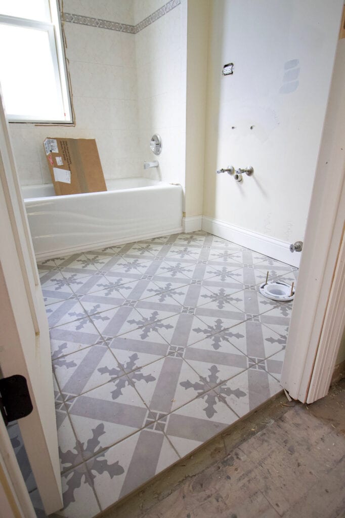 Durable Bathroom Floor Tile Cement Patterned Look The DIY Playbook