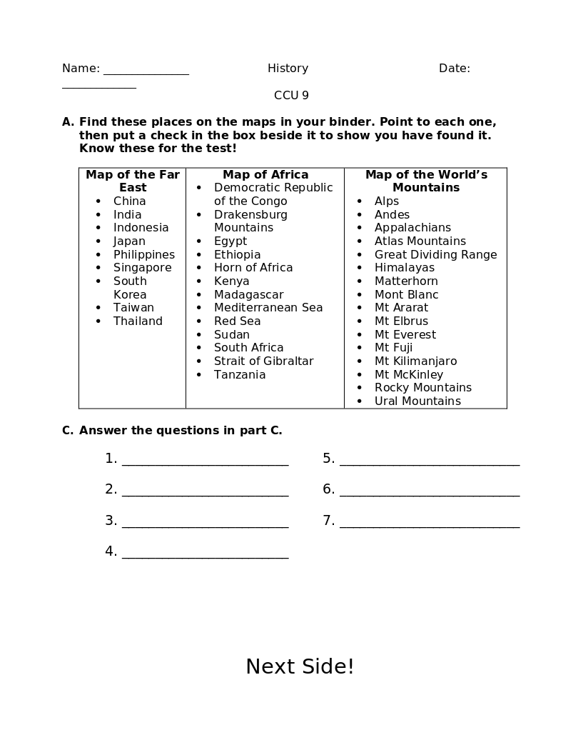 A Beka Grade 5 World History Chapter CheckUp 9 The Dock for Learning