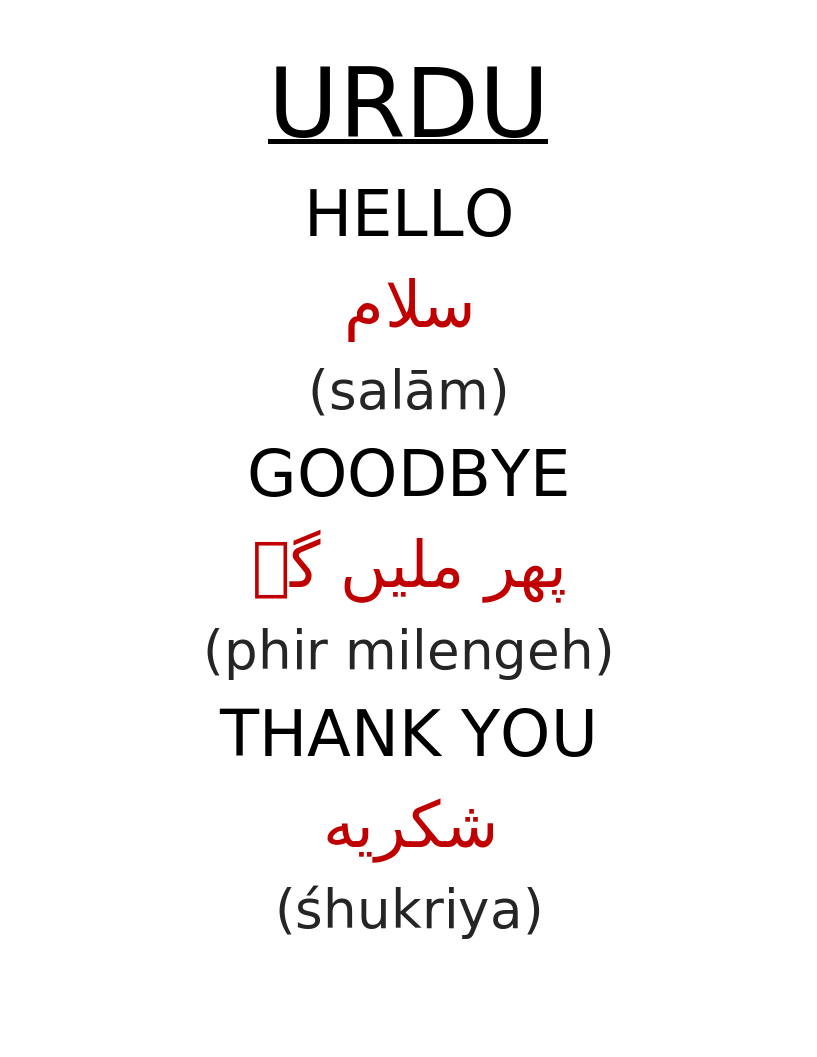 Urdu Words The Dock for Learning