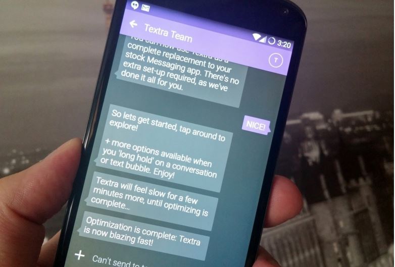 Textra app on Galaxy S6 not showing sent SMS and responses, more app
