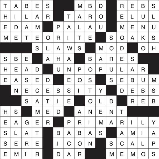 Crossword Puzzle Answers Week of 9/17/20 The Drummer and The Wright