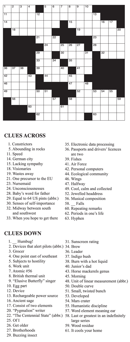 Crossword Puzzle Week of 2/17/22 The Drummer and The