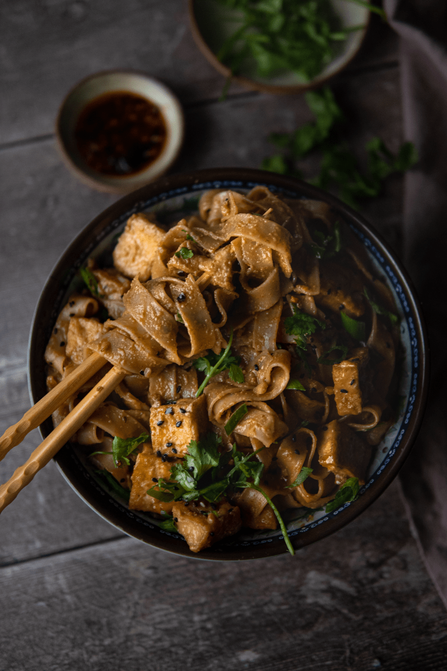 Easy Vegan Spicy Peanut Rice Noodles with Chili Oil The Earth Kitchen